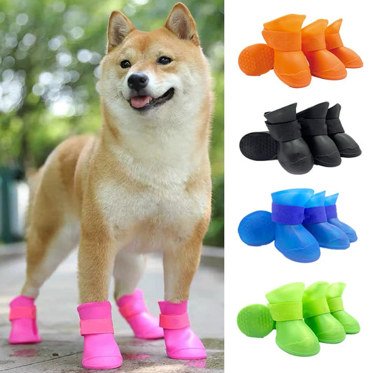 4Pcs Pet WaterProof Rainshoe Anti-slip Rubber Boot For Pets