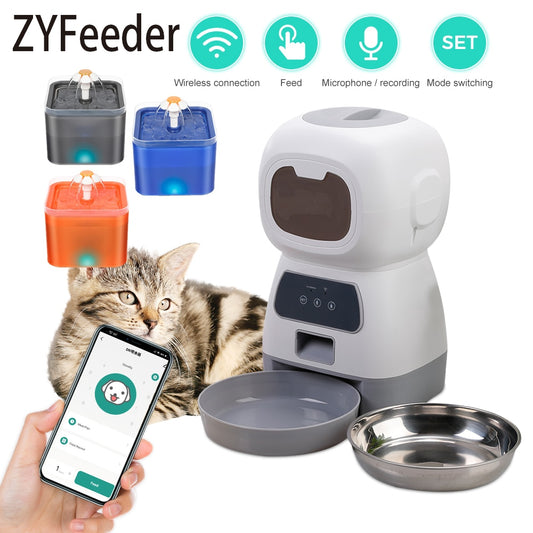 "Smart WiFi Pet Feeder with Water Fountain - 3.5L Capacity"